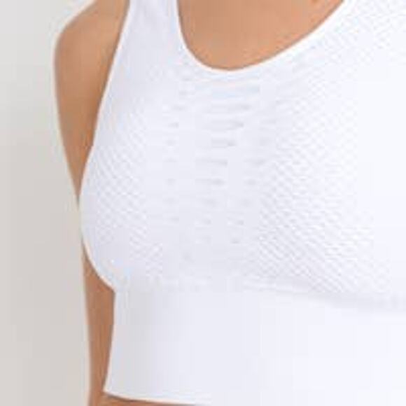 Laser Cut Seamless Sports Bra-White - Picture 3 of 5